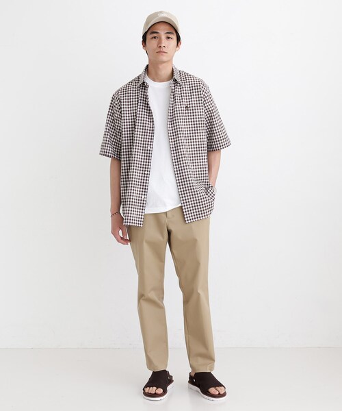 TAKEO KIKUCHI(タケオキクチ)の「【LIMITED】ワンポイント刺繍 綿麻チェック 半袖シャツ(シャツ/ブラウス・メンズ・ダークブラウン/ベージュ/パープル/ネイビー・01/02/03/04/05)」の16枚目の写真