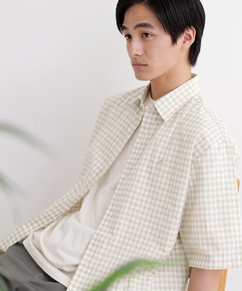 TAKEO KIKUCHI(タケオキクチ)の「【LIMITED】ワンポイント刺繍 綿麻チェック 半袖シャツ(シャツ/ブラウス・メンズ・ダークブラウン/ベージュ/パープル/ネイビー・01/02/03/04/05)」の20枚目の写真