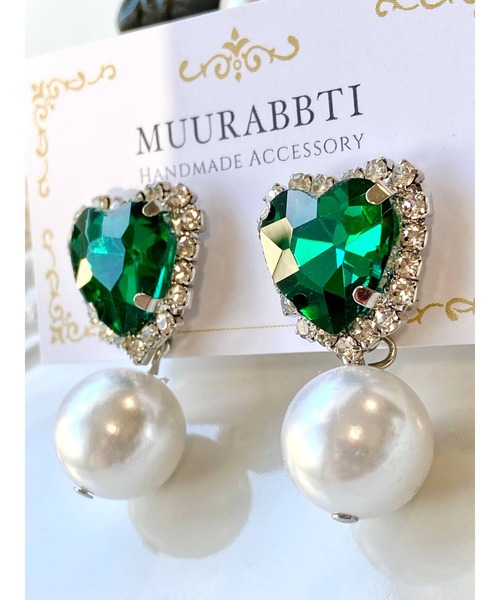 VIBGYOR(ヴィブジョー)の「【MUURABBTI】ハートビジューのパールピアス(MA)(ピアス(両耳用)・レディース・グリーン/ピンク系その他/ブルー/ブラック/レッド・FREE)」の11枚目の写真