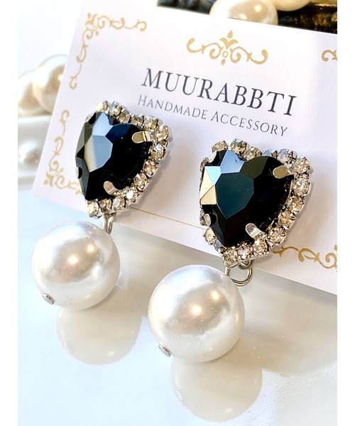 VIBGYOR(ヴィブジョー)の「【MUURABBTI】ハートビジューのパールピアス(MA)(ピアス(両耳用)・レディース・グリーン/ピンク系その他/ブルー/ブラック/レッド・FREE)」の12枚目の写真