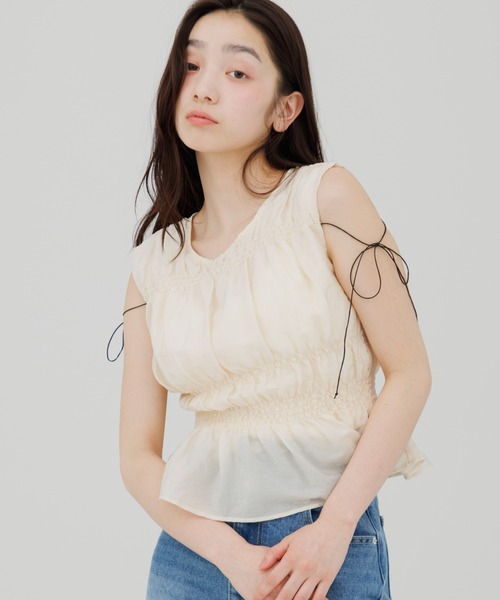 senee シャーリングブラウス shirring blouse（シャーリングブラウス）（シャツ/ブラウス）｜SENEE
