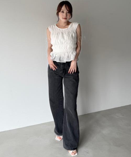 shirring blouse（シャーリングブラウス）（シャツ/ブラウス