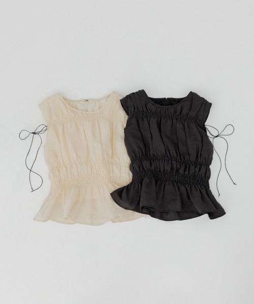 senee シャーリングブラウス アイボリー shirring blouse（シャーリングブラウス）（シャツ/ブラウス）｜SENEE