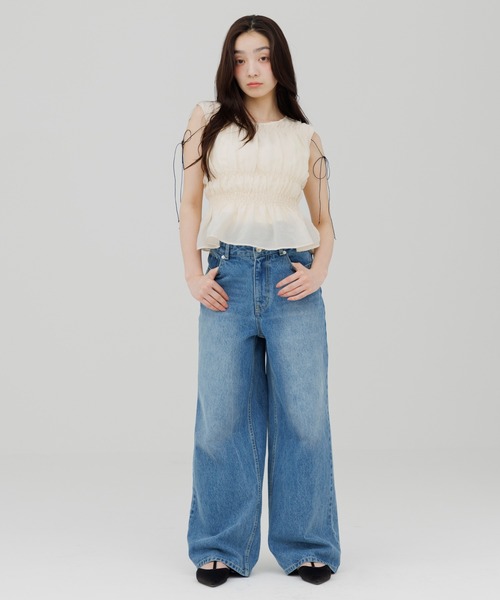 SENEE（セニー）の「shirring blouse（シャーリングブラウス）（シャツ/ブラウス・レディース・グレー/ホワイト/ブラック/アイボリー・FREE）」の8枚目の写真