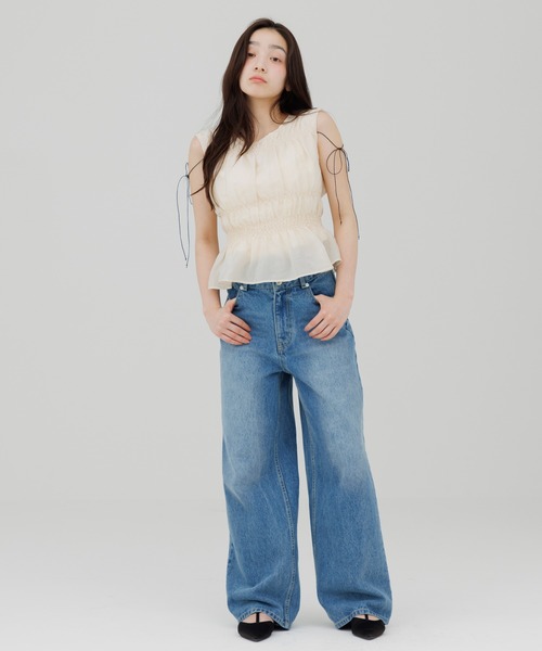 SENEE（セニー）の「shirring blouse（シャーリングブラウス）（シャツ/ブラウス・レディース・グレー/ホワイト/ブラック/アイボリー・FREE）」の9枚目の写真