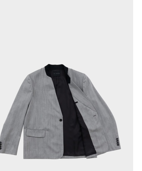 CINOH（チノ）の「SUMMER WOOL NO COLLAR JACKET（ノーカラージャケット・メンズ・ブラック/グレー・44/46/48）」の3枚目の写真