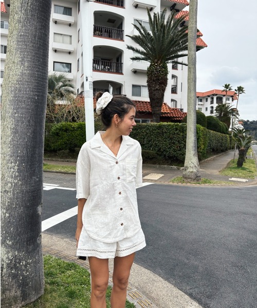 ROXY(ロキシー)の「SALTY SEA /ロキシーリネンショートパンツ(その他パンツ・レディース・ホワイト・X-SMALL/SMALL/MEDIUM)」の4枚目の写真