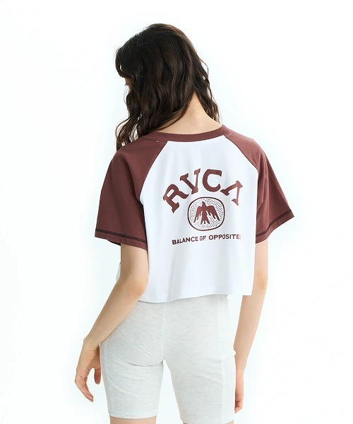 RVCA（ルーカ）の「RVCA レディース TAOS CROPPED RAGLAN ST Tシャツ 【2025年夏モデル】/ルーカラグランスリーブクロップド丈半袖Tシャツ（Tシャツ/カットソー・レディース・グレー/ブラウン系その他/ホワイト・SMALL/MEDIUM/LARGE）」の12枚目の写真
