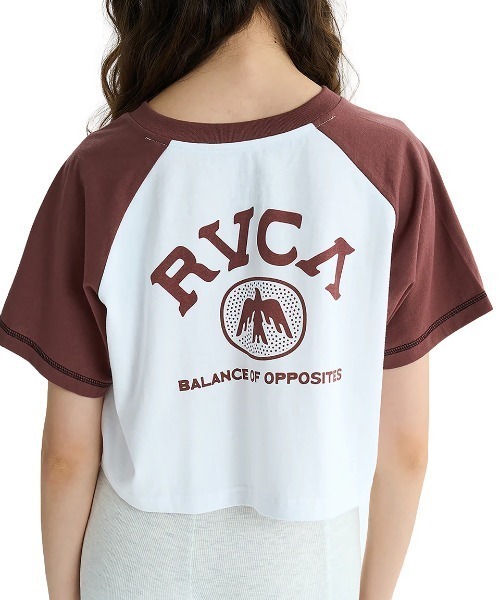 RVCA（ルーカ）の「RVCA レディース TAOS CROPPED RAGLAN ST Tシャツ 【2025年夏モデル】/ルーカラグランスリーブクロップド丈半袖Tシャツ（Tシャツ/カットソー・レディース・グレー/ブラウン系その他/ホワイト・SMALL/MEDIUM/LARGE）」の10枚目の写真