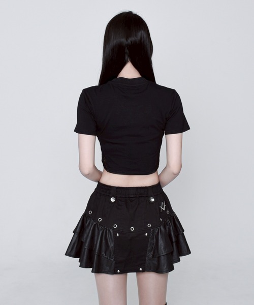 REFLEM クロップドTシャツ バルーンスリーブ 黒 REFLEM クロップドTシャツ バルーンスリーブ 黒