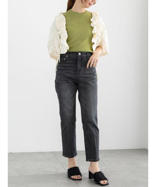 Te chichi(テチチ)の「ドロストギャザーボレロジャケット(ノーカラージャケット・レディース・ブラック/オフホワイト・F)」の4枚目の写真