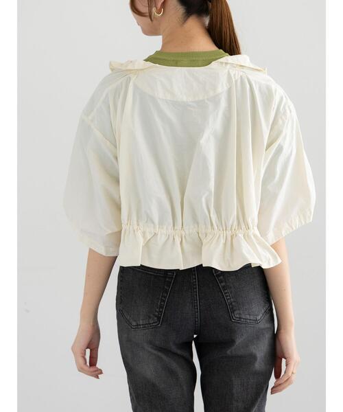 Te chichi(テチチ)の「ドロストギャザーボレロジャケット(ノーカラージャケット・レディース・ブラック/オフホワイト・F)」の7枚目の写真