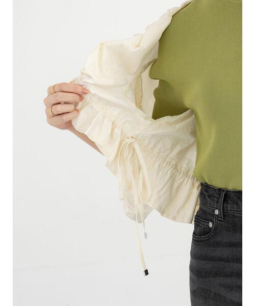 Te chichi(テチチ)の「ドロストギャザーボレロジャケット(ノーカラージャケット・レディース・ブラック/オフホワイト・F)」の10枚目の写真