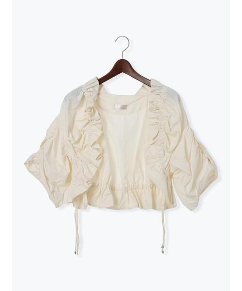 Te chichi(テチチ)の「ドロストギャザーボレロジャケット(ノーカラージャケット・レディース・ブラック/オフホワイト・F)」の15枚目の写真