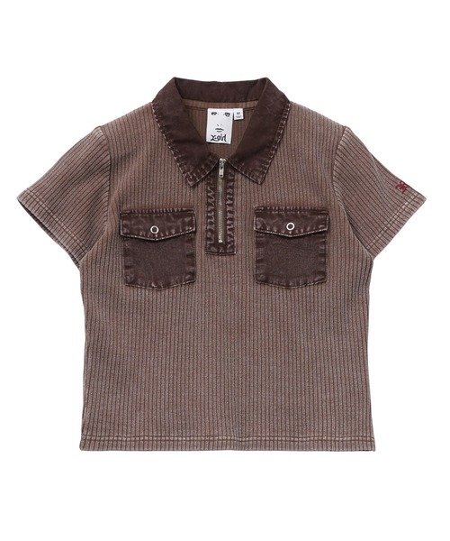 【美品】マルボンセット　着用一度のみ　ポロシャツxxs/スカートxs X-girl（エックスガール）の「FADED WOVEN MIX TOP（ポロシャツ）」 - WEAR