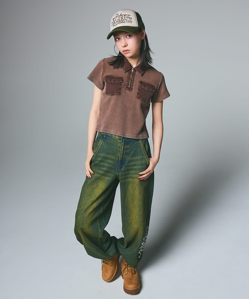 新品★HYS × X-girlの最強コラボ‼️ダボッと羽織って気分は上がりまくり‼️ 早い者勝ち X-girl BUTTERFLY ZIP UP HOODIE 主役級トップス (X