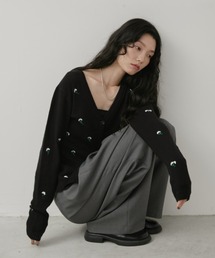 フラワー刺繍カーディガン