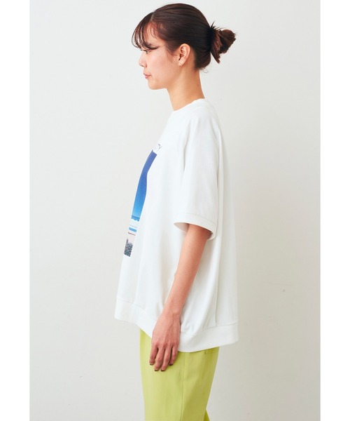 tシャツ ＩＥＤＩＴ　永井博さんコラボ　　ＶＡＣＡＴＩＯＮ　ＩＮ　ＴＨＥ　ＣＩＴＹ　長袖Ｔシャツ「ホワイト」 レディース IEDIT[イディット] 永井博さんコラボ VACATION IN THE CITY 長袖