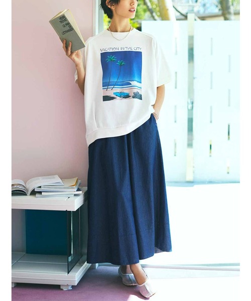 新品未開封　Night Tempo ホワイト Tシャツ + 永井博キーホルダー バケーション気分を盛り上げてくれる夏アイテム！ 永井博氏のイラストT