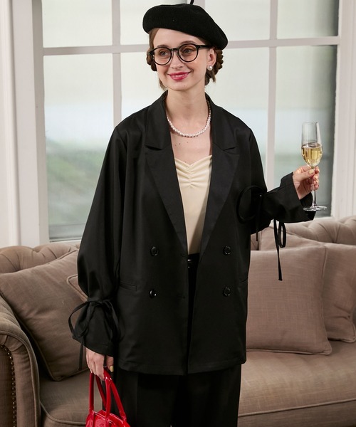 BONLECILL noir（ボンルシールノワール）の「【BONLECILL noir】カップ付きハートネックギャザーベロアキャミソール（キャミソール・レディース・ブラウン/ブラック/アイボリー・FREE）」の7枚目の写真