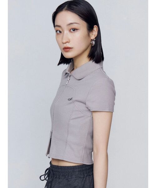 tシャツ リブカッティングショートスリーブトップ レディース セール】リブカッティングショートスリーブトップ（Tシャツ