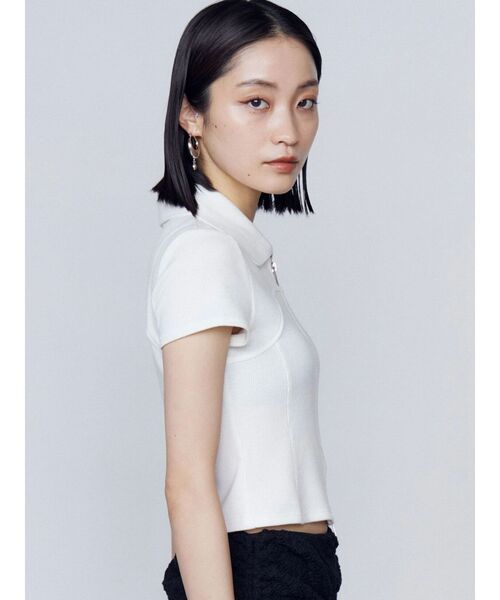 tシャツ リブカッティングショートスリーブトップ レディース セール】リブカッティングショートスリーブトップ（Tシャツ