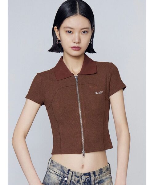 EMODA（エモダ）の「リブカッティングショートスリーブトップ（Tシャツ/カットソー・レディース・ホワイト/ブラウン/グレー/ブラック・FREE）」の22枚目の写真