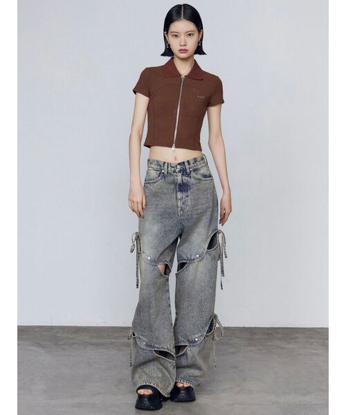 EMODA（エモダ）の「リブカッティングショートスリーブトップ（Tシャツ/カットソー・レディース・ホワイト/ブラウン/グレー/ブラック・FREE）」の21枚目の写真