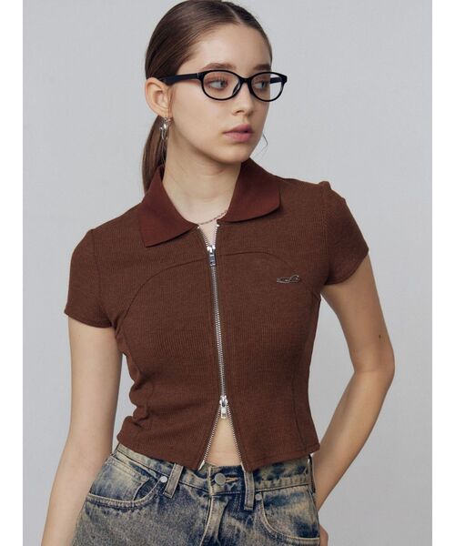 EMODA（エモダ）の「リブカッティングショートスリーブトップ（Tシャツ/カットソー・レディース・ホワイト/ブラウン/グレー/ブラック・FREE）」の19枚目の写真