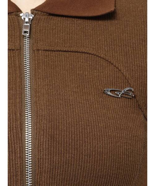 EMODA（エモダ）の「リブカッティングショートスリーブトップ（Tシャツ/カットソー・レディース・ホワイト/ブラウン/グレー/ブラック・FREE）」の6枚目の写真