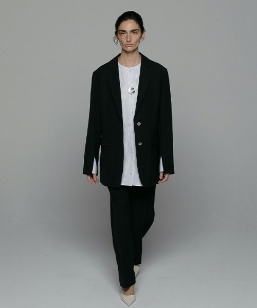 ETRE TOKYO(エトレトウキョウ)の「SANTEトリアセリネンエアリージャケット(テーラードジャケット・レディース・ネイビー/アイボリー/ブラック・S/M)」の12枚目の写真