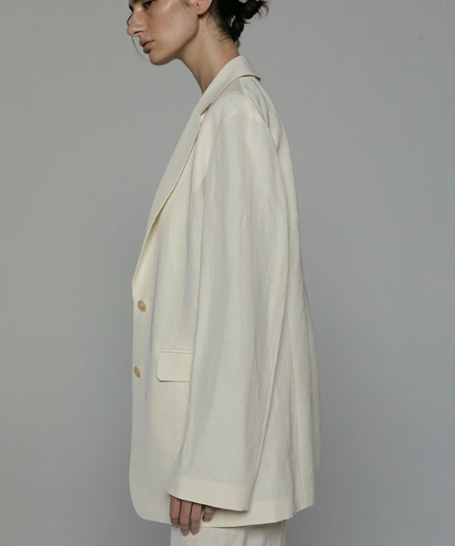 ETRE TOKYO(エトレトウキョウ)の「SANTEトリアセリネンエアリージャケット(テーラードジャケット・レディース・ネイビー/アイボリー/ブラック・S/M)」の10枚目の写真