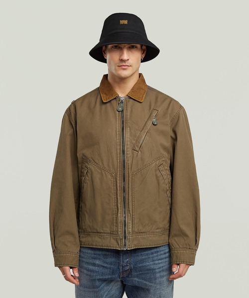 G-STAR(ジースター)の「DUTY CANVAS TRUCKER JACKET/ヴィンテージライクウォッシュド加工ジップアップトラッカーダックキャンバスブルゾン(ブルゾン・メンズ・ブラウン系その他/ブラック系その他・X-SMALL/X-LARGE/LARGE/MEDIUM/SMALL)」の2枚目の写真