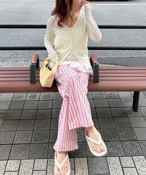 PILIT（ピリット）の「サイドレースストライプパジャマパンツ（その他パンツ・レディース・アイボリー/ピンク・MEDIUM）」の21枚目の写真