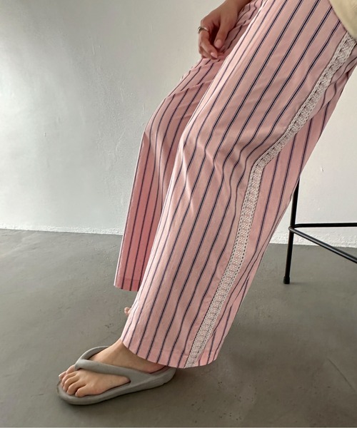 PILIT（ピリット）の「サイドレースストライプパジャマパンツ（その他パンツ・レディース・アイボリー/ピンク・MEDIUM）」の20枚目の写真
