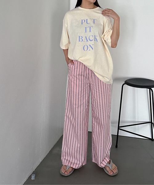 PILIT（ピリット）の「サイドレースストライプパジャマパンツ（その他パンツ・レディース・アイボリー/ピンク・MEDIUM）」の19枚目の写真