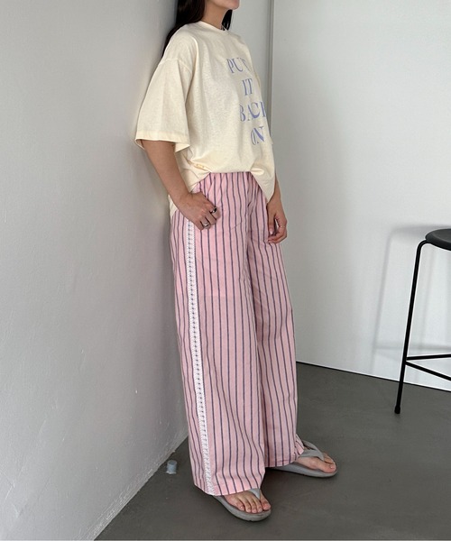 PILIT（ピリット）の「サイドレースストライプパジャマパンツ（その他パンツ・レディース・アイボリー/ピンク・MEDIUM）」の18枚目の写真