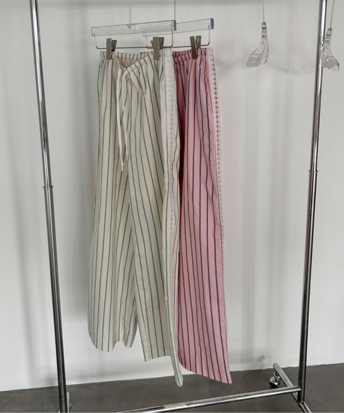 PILIT（ピリット）の「サイドレースストライプパジャマパンツ（その他パンツ・レディース・アイボリー/ピンク・MEDIUM）」の13枚目の写真