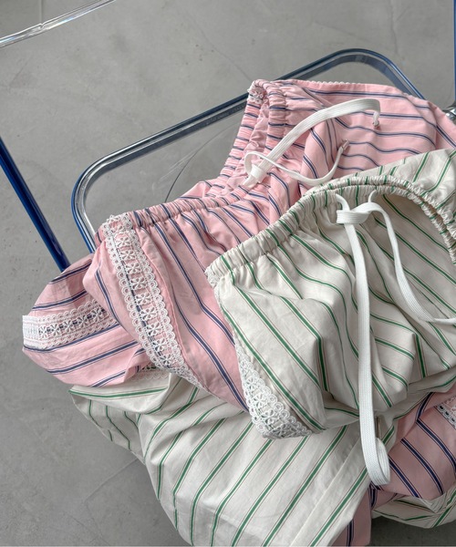 PILIT（ピリット）の「サイドレースストライプパジャマパンツ（その他パンツ・レディース・アイボリー/ピンク・MEDIUM）」の11枚目の写真