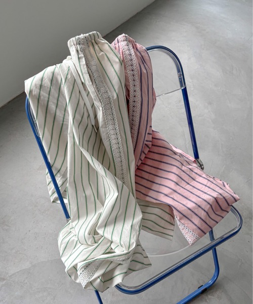 PILIT（ピリット）の「サイドレースストライプパジャマパンツ（その他パンツ・レディース・アイボリー/ピンク・MEDIUM）」の10枚目の写真