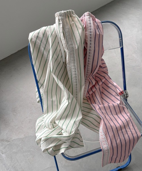 PILIT（ピリット）の「サイドレースストライプパジャマパンツ（その他パンツ・レディース・アイボリー/ピンク・MEDIUM）」の9枚目の写真