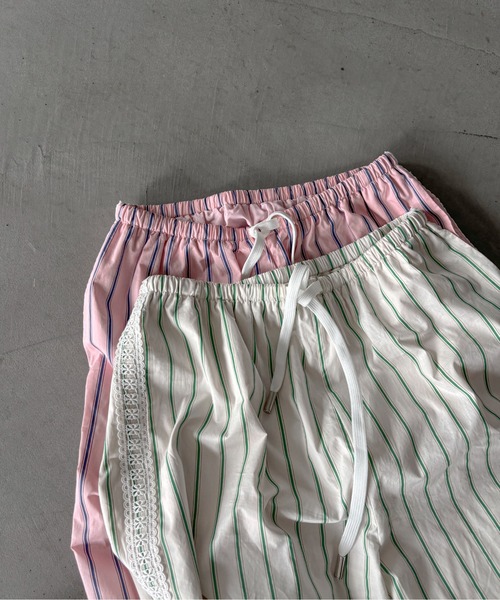 PILIT（ピリット）の「サイドレースストライプパジャマパンツ（その他パンツ・レディース・アイボリー/ピンク・MEDIUM）」の8枚目の写真