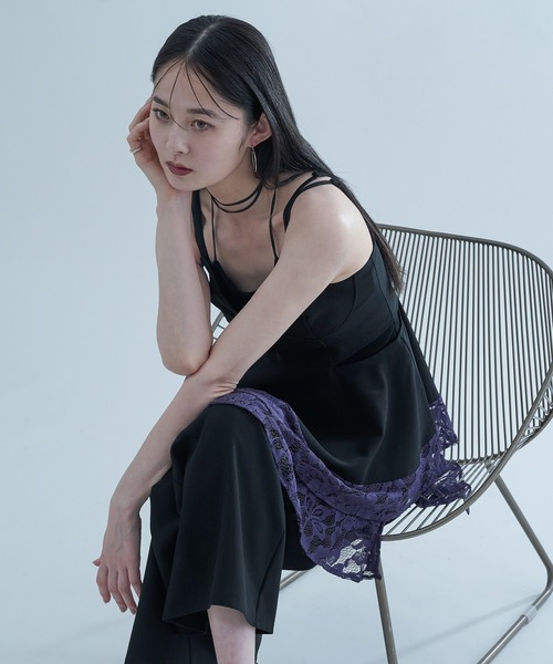 Ellno de Mavie(エルノデメヴィ)の「アシメレイヤードレースビスチェ/SETUP対応(チュニック・レディース・ストライプ/ブラック・FREE)」の10枚目の写真