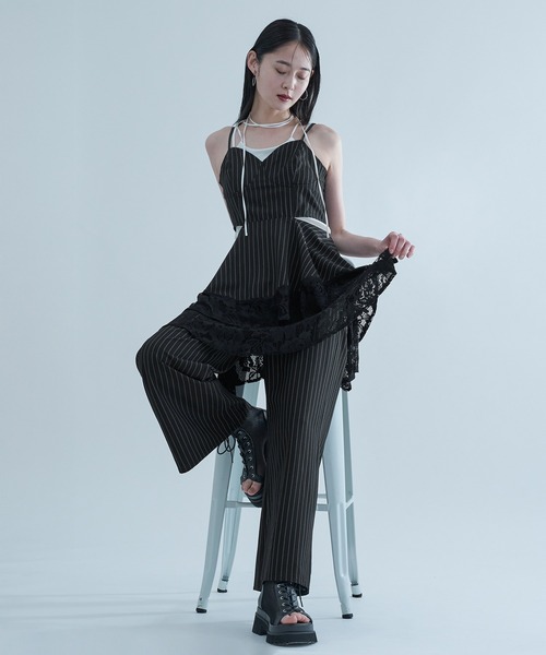 Ellno de Mavie(エルノデメヴィ)の「アシメレイヤードレースビスチェ/SETUP対応(チュニック・レディース・ストライプ/ブラック・FREE)」の20枚目の写真