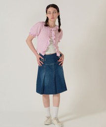 TINA：JOJUN | フリル付き 半袖ニットカーディガン TINA：JOJUN(カーディガン/ボレロ)