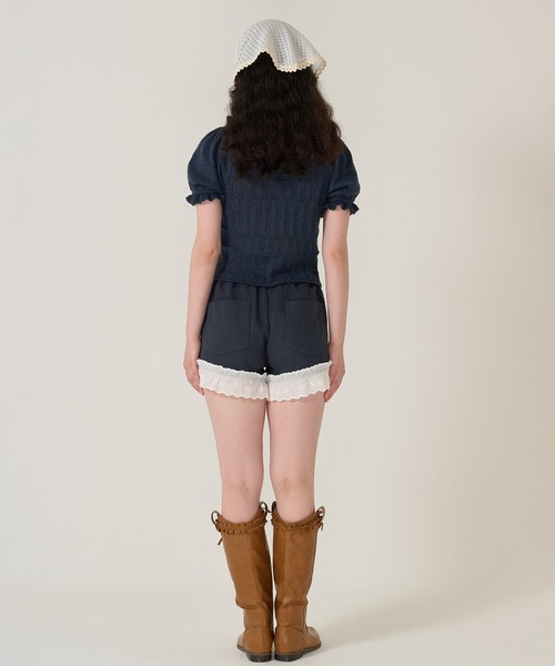 TINA:JOJUN(ティーナジョジュン)の「フリル付き 半袖ニットカーディガン TINA:JOJUN(カーディガン/ボレロ・レディース・ピンク/ネイビー・M)」の13枚目の写真