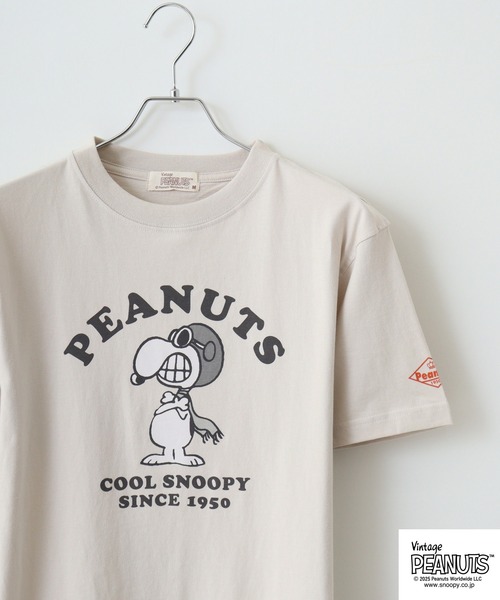 PEANUTS(ピーナッツ)の「PEAUTS ピグメントプリントTシャツ(Tシャツ/カットソー・メンズ・アイボリー系1/アイボリー系/アイボリー/オレンジ/オレンジ系/サックスブルー系/アイボリー系2/サックスブルー/ブラック/ブラック系・M/L/S/LL)」の4枚目の写真