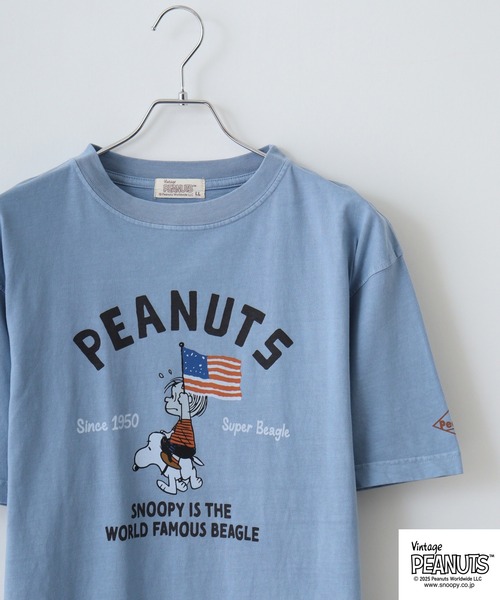 PEANUTS(ピーナッツ)の「PEAUTS ピグメントプリントTシャツ(Tシャツ/カットソー・メンズ・アイボリー系1/アイボリー系/アイボリー/オレンジ/オレンジ系/サックスブルー系/アイボリー系2/サックスブルー/ブラック/ブラック系・M/L/S/LL)」の8枚目の写真