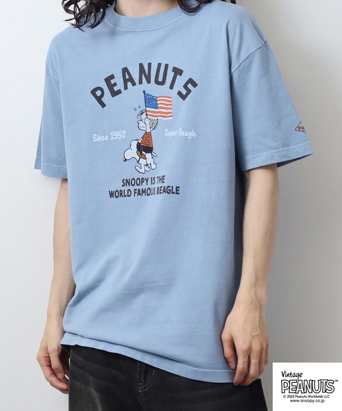 PEANUTS(ピーナッツ)の「PEAUTS ピグメントプリントTシャツ(Tシャツ/カットソー・メンズ・アイボリー系1/アイボリー系/アイボリー/オレンジ/オレンジ系/サックスブルー系/アイボリー系2/サックスブルー/ブラック/ブラック系・M/L/S/LL)」の14枚目の写真