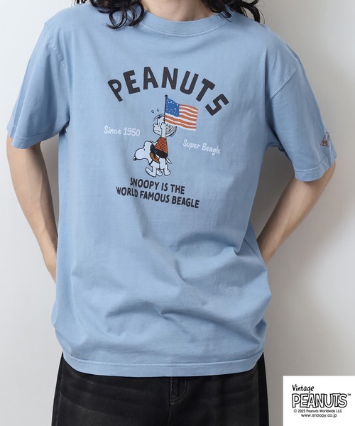 PEANUTS(ピーナッツ)の「PEAUTS ピグメントプリントTシャツ(Tシャツ/カットソー・メンズ・アイボリー系1/アイボリー系/アイボリー/オレンジ/オレンジ系/サックスブルー系/アイボリー系2/サックスブルー/ブラック/ブラック系・M/L/S/LL)」の13枚目の写真